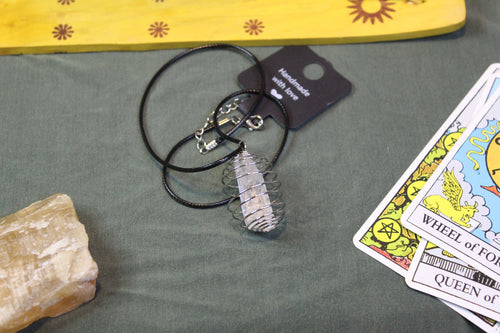Clear Quartz Spiral Crystal Cage Necklace